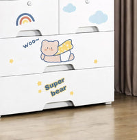Premium 1+4 Door Kids Plastic Wardrobe with Drawers – Bear