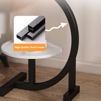 Premium Round Side Table with Metal Base – Nut Brown (2-Tier)