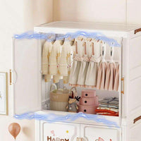 Premium 3-Drawer Kids Plastic Storage Cabinet – White with Cartoon Print