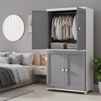 Premium 4-Door Plastic Standing Wardrobe – European Grey