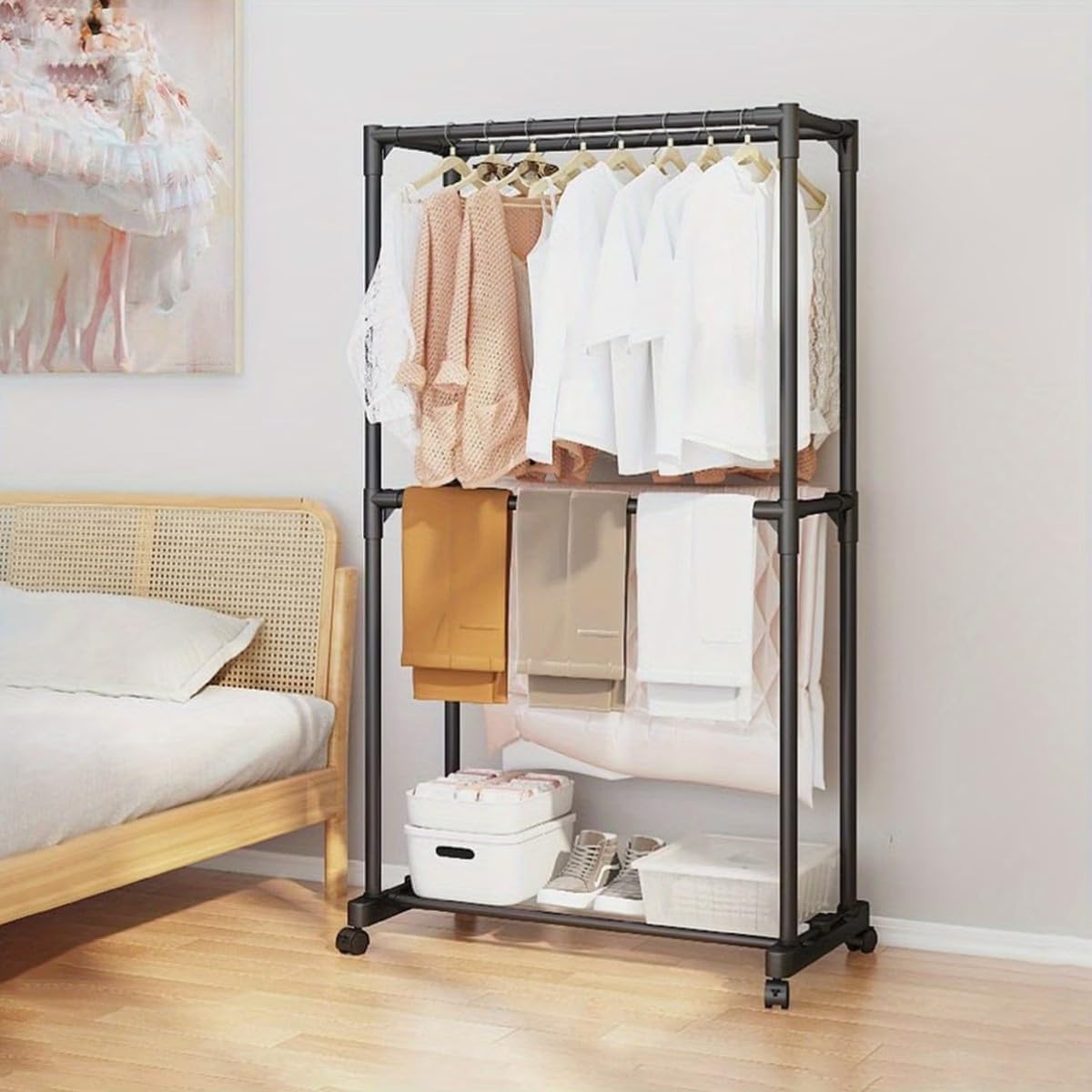 Premium Double-Level Rolling Hallstand – Black