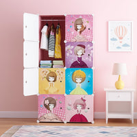 Premium 8-Door 8-Shelf Kids Modular Plastic Wardrobe Cabinet – Pink