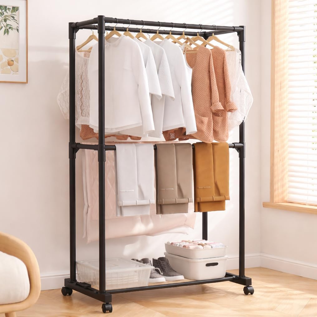 Premium Double-Level Rolling Hallstand – Black