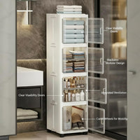 Premium 4-Layer Foldable Plastic Storage Cabinet – White