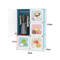 Premium 6-Door Kids Plastic Wardrobe – Blue