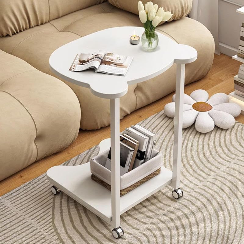 Premium Panda Side Table with Metal Base – White Marble