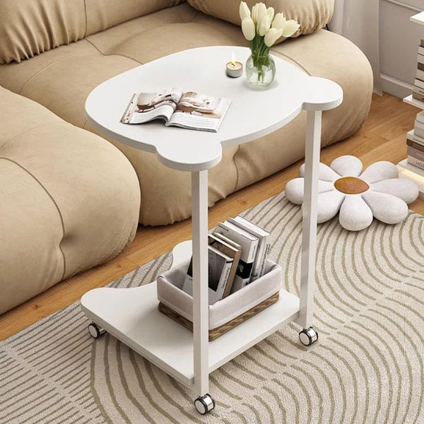 Premium Panda Side Table with Metal Base – White Marble