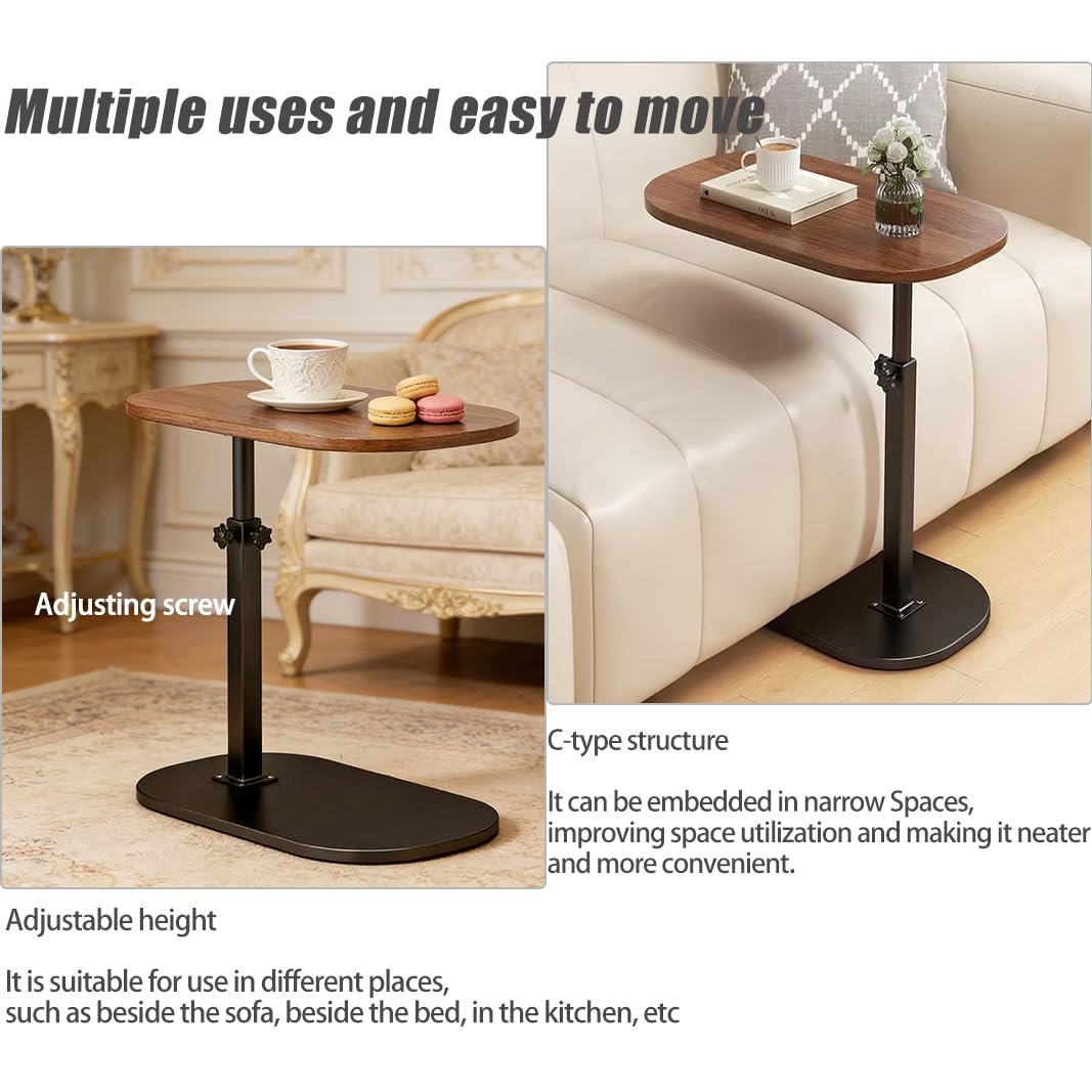 Premium Adjustable Pedestal Side Table – Nut Brown