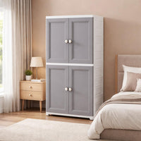 Premium 4-Door Plastic Standing Wardrobe – European Grey