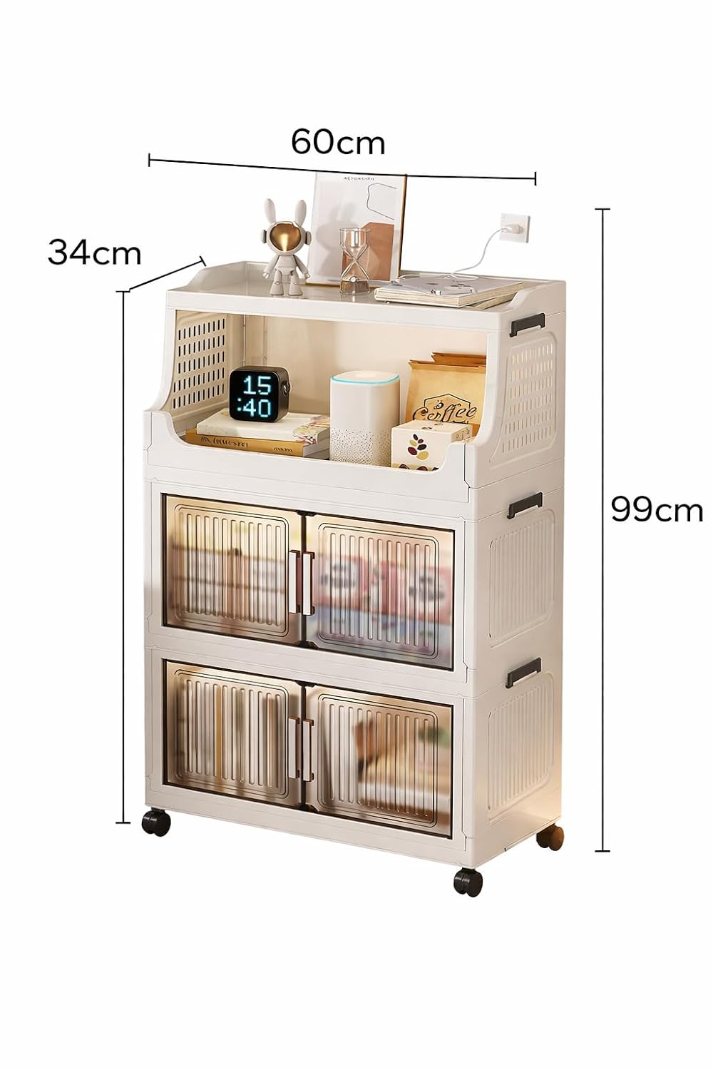 Premium 3-Layer Foldable Plastic Storage Cabinet – White