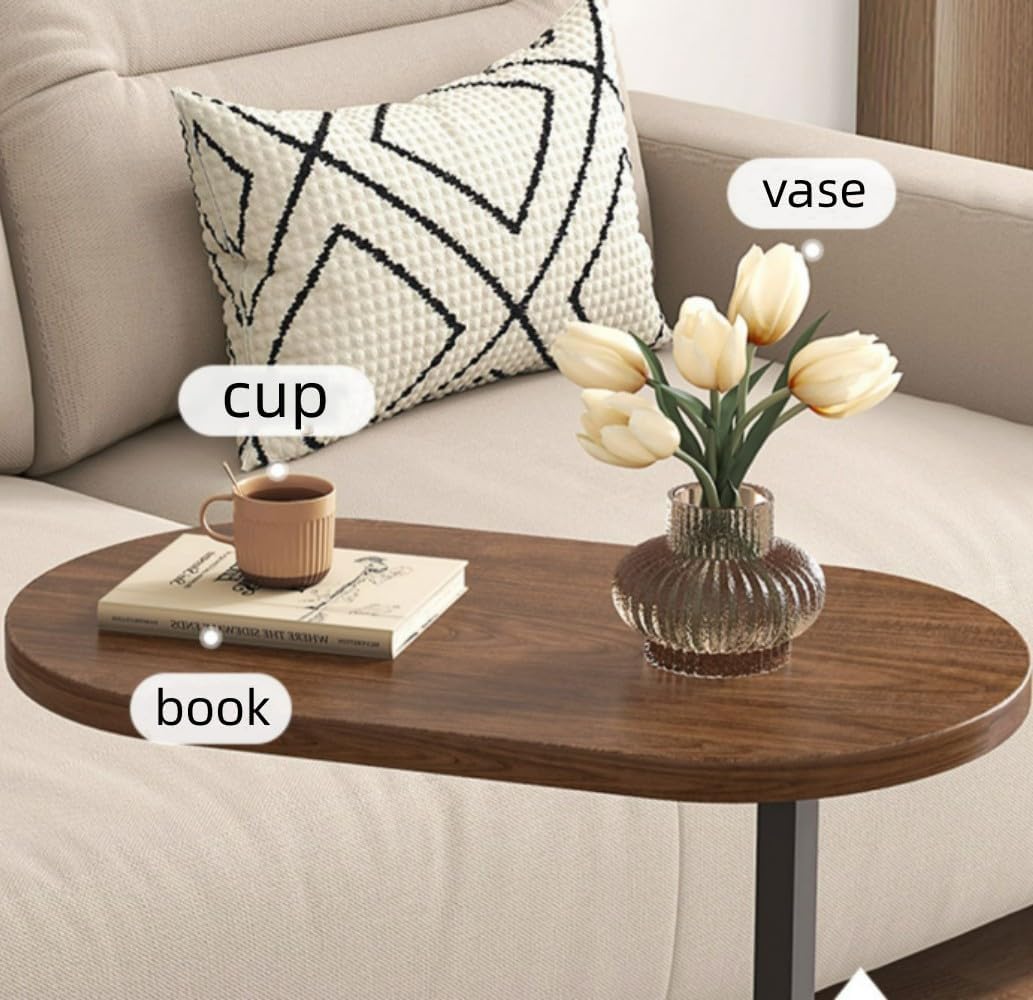 Premium Adjustable Oval Side Table – Nut Brown