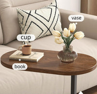 Premium Adjustable Oval Side Table – Nut Brown