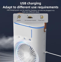 Premium Double Fan Rotating Mini Cooler with Mist – Portable Air Cooling Fan