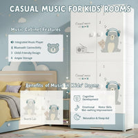 Premium 4-Door 1-Drawer Kids Plastic Wardrobe with Wheels – Music Bear Print