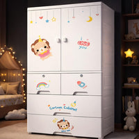 Premium 1+4 Door Kids Plastic Wardrobe with Drawers – Lion