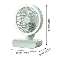 Premium 4000mAh Rechargeable Table Fan with 5-Speed Modes & LED Light – Green