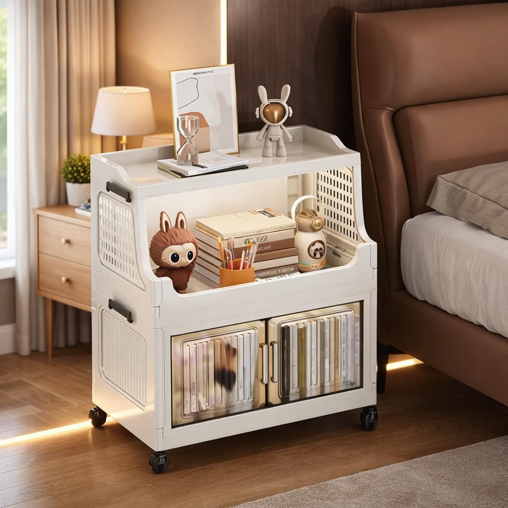 Premium 2-Door Foldable Plastic Wardrobe Storage Cabinet – Beige