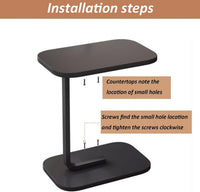 Premium Adjustable Oval Side Table – Black Marble