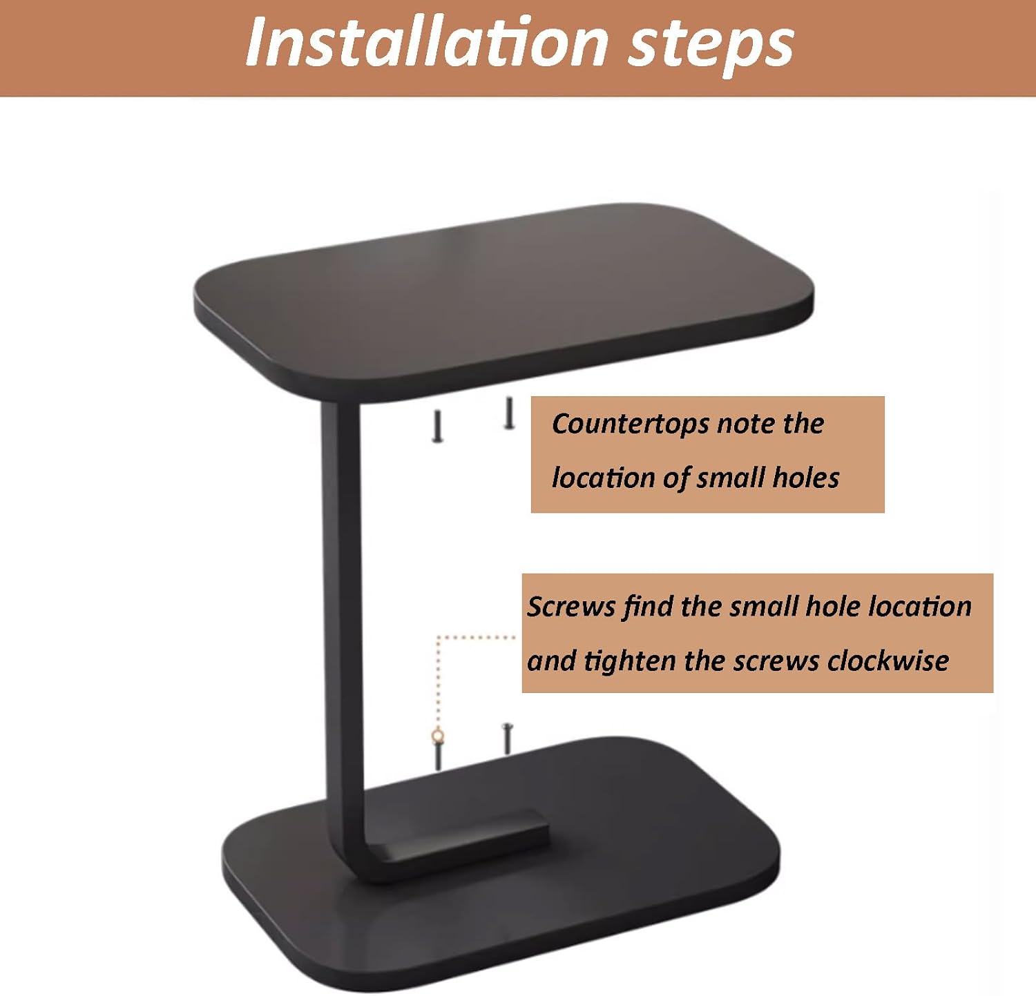 Premium Adjustable Oval Side Table – Black Marble