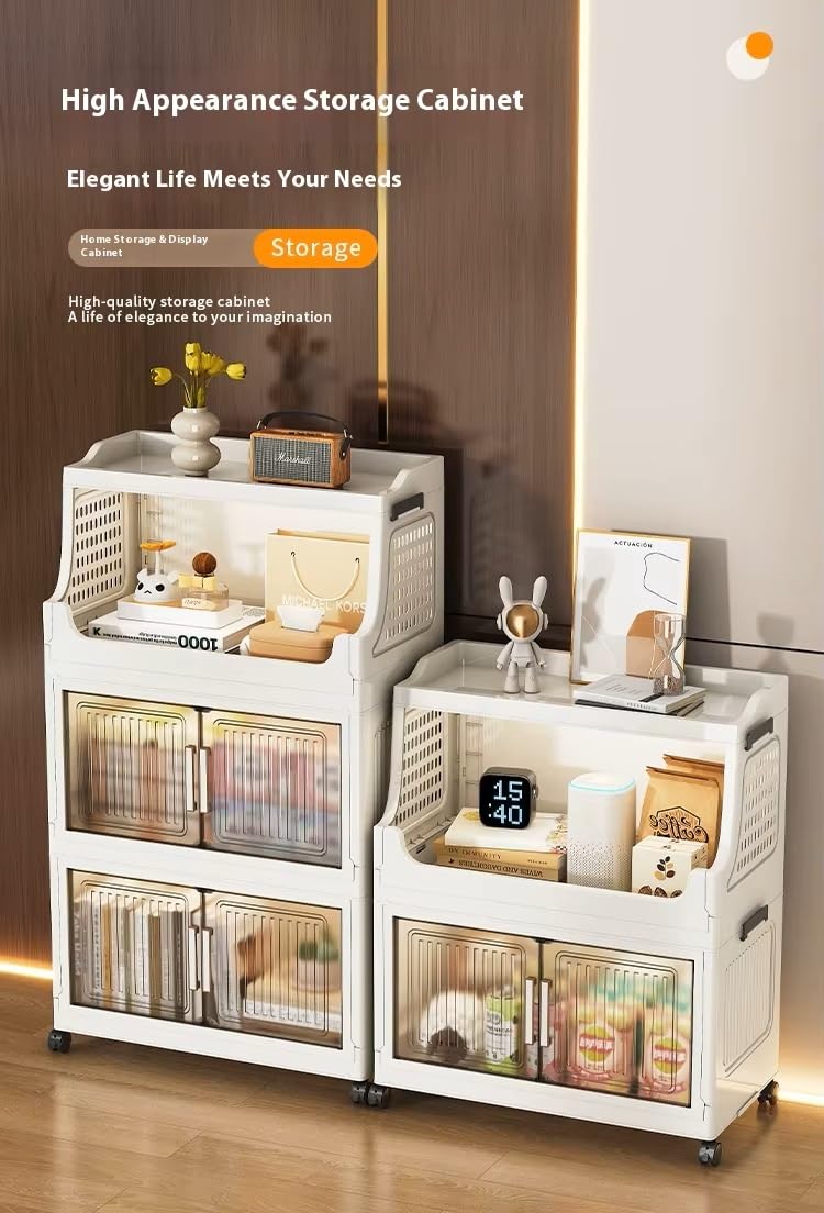 Premium 3-Layer Foldable Plastic Storage Cabinet – White