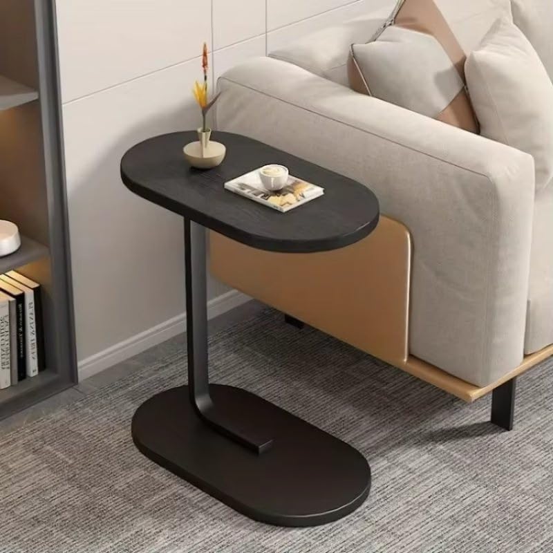Premium Adjustable Oval Side Table – Black Marble