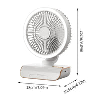 Premium 4000mAh Rechargeable Table Fan with 5-Speed Modes & LED Light – White