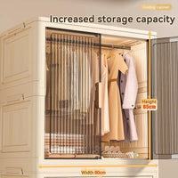 Premium 3-Layer Foldable Plastic Wardrobe with Hanging Rod & Wheels – Transparent White
