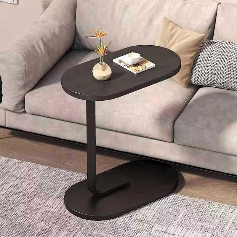 Premium Adjustable Oval Side Table – Black Marble