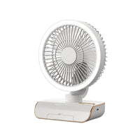 Premium 4000mAh Rechargeable Table Fan with 5-Speed Modes & LED Light – White