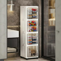 Premium 4-Layer Foldable Plastic Storage Cabinet – White