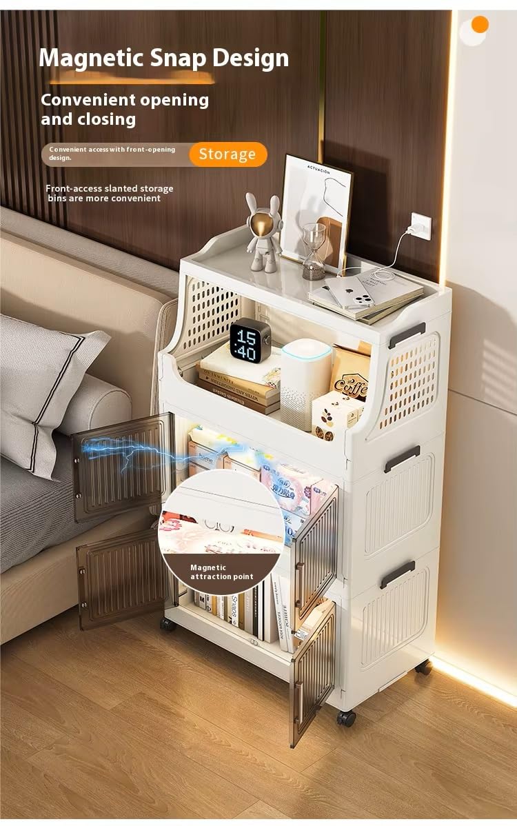 Premium 3-Layer Foldable Plastic Storage Cabinet – White