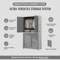 Premium 4-Door Plastic Standing Wardrobe – European Grey