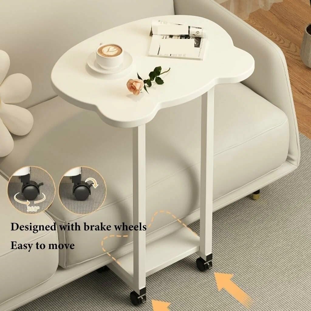 Premium Panda Side Table with Metal Base – White Marble