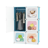 Premium 6-Door Kids Plastic Wardrobe – Blue