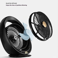 Premium 4000mAh Rechargeable Table Fan with 5-Speed Modes & LED Light – Black
