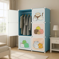 Premium 6-Door Kids Plastic Wardrobe – Blue