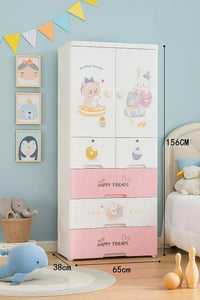Premium 1+5 Door Kids Plastic Wardrobe with Drawers – Sweet Treats Pink