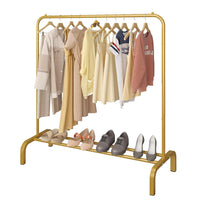 Premium Single Pole Garment Rack with Bottom Shelves – Golden