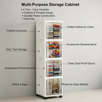 Premium 4-Layer Foldable Plastic Storage Cabinet – White