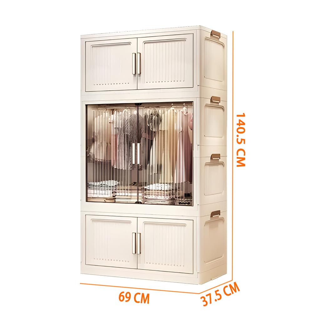 Premium 2-Door Modular Plastic Wardrobe with Hanging Section – White