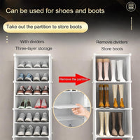 Premium 6-Door 18-Shelf Plastic Shoe Storage Cabinet | Dustproof Modular Shoe Organizer | White