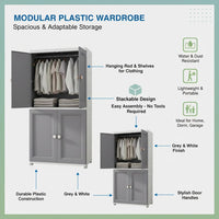 Premium 4-Door Plastic Standing Wardrobe – European Grey
