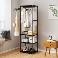 Premium Multifunctional Clothing Rack with Storage Shelves – Black