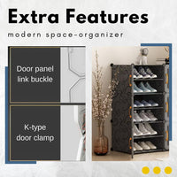 Premium 4-Door 12-Layer Plastic Shoe Storage Cabinet | Dustproof Modular Shoe Organizer | Grey