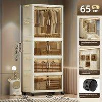 Premium 4-Door Modular Plastic Wardrobe with Hanging Section – Transparent White