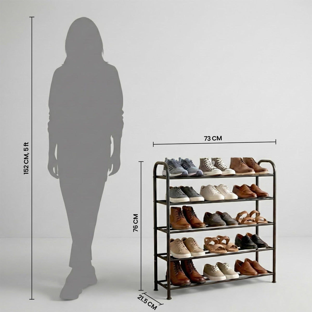 Premium 5-Tier Round Metal Shoe Rack