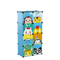 Premium 8-Door Kids Plastic Wardrobe – Panda Blue
