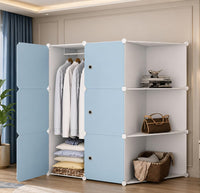 Premium 6-Door 9-Shelf Kids Modular Plastic Wardrobe Cabinet – Sky Blue