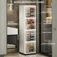 Premium 4-Layer Foldable Plastic Storage Cabinet – White