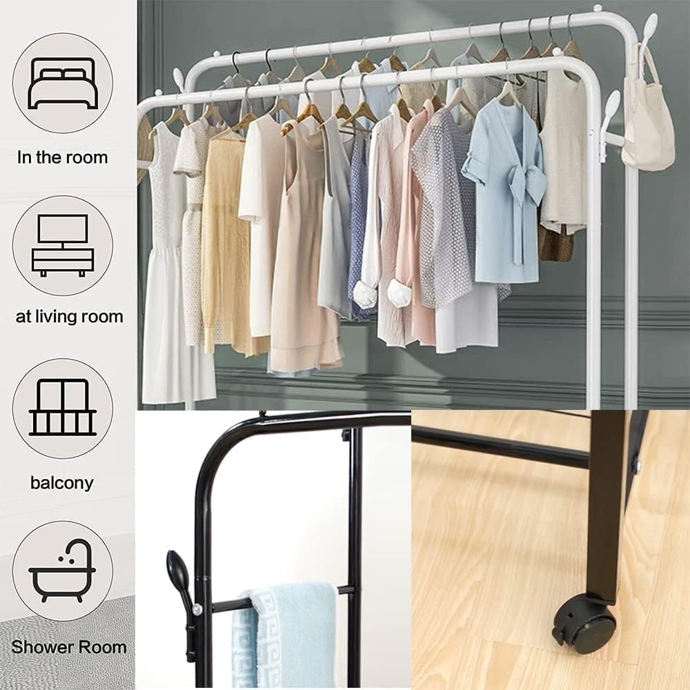 Premium Multifunctional Garment Stand with Shelves – White